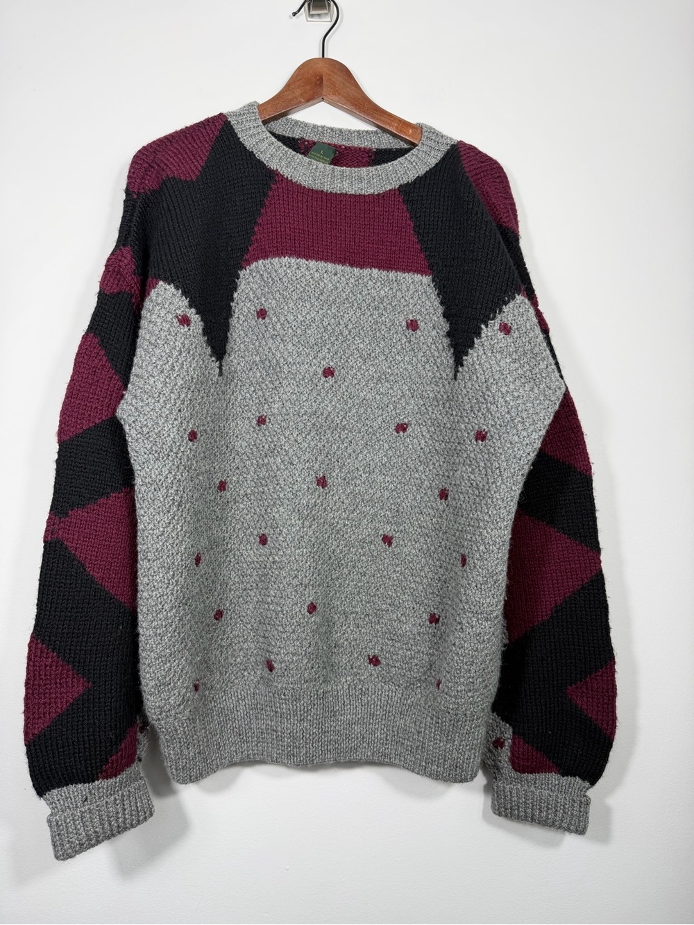 Vintage 80s Kenneth Gordon Geometric Colorblock Knit Sweater